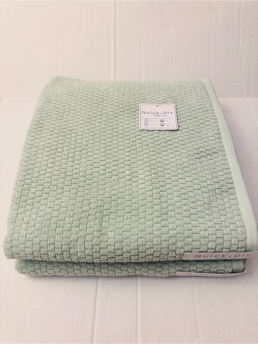 2pc TRULY LOU Quick Dry Zero Twist Cotton Bath Towel Set - BOK CHOY - Green